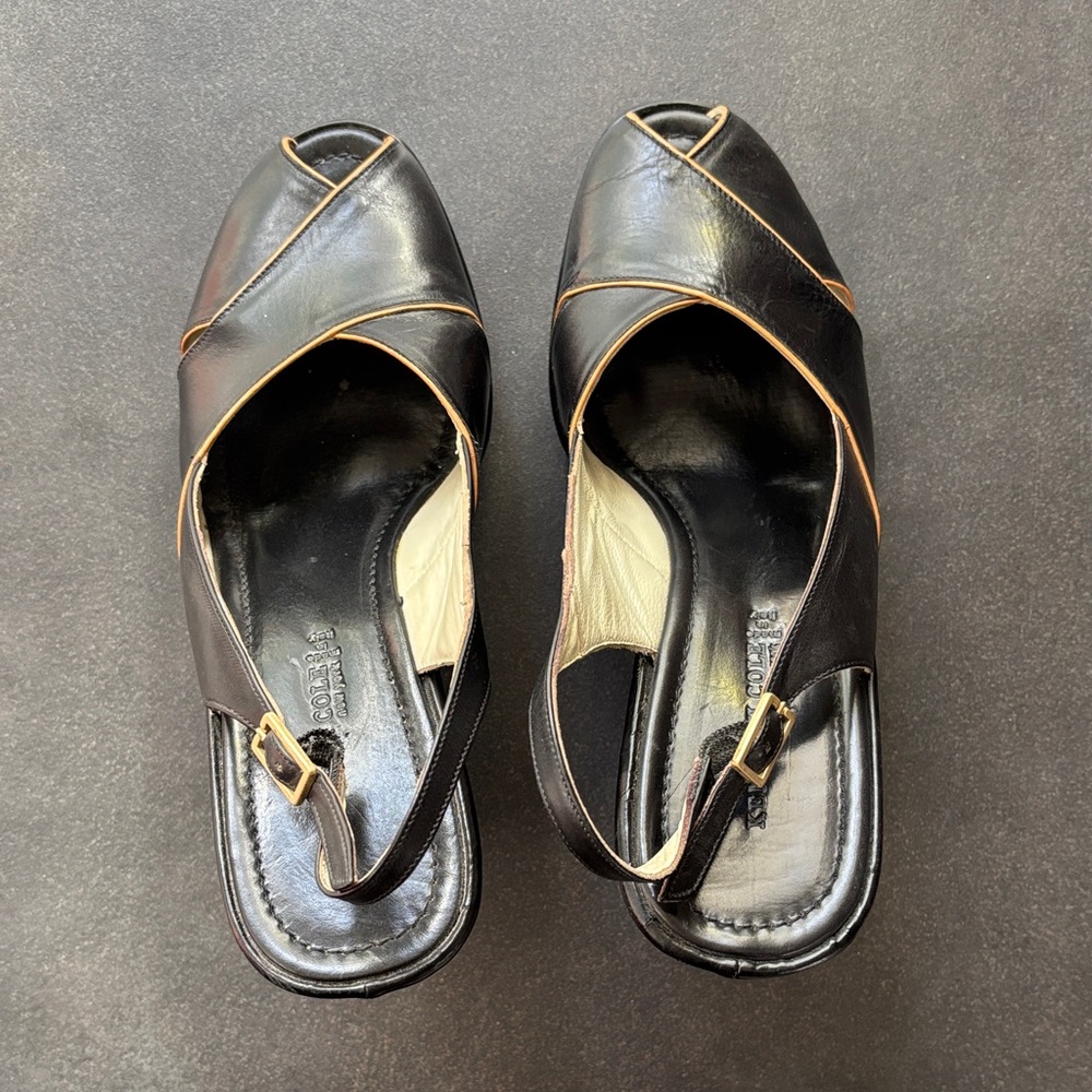 Kenneth Cole Vintage Black Slingback Heels. Made in Italy